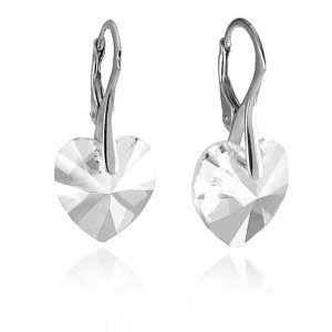 Strieborné náušnice Xilion Heart 14mm Crystal with SWAROVSKI ELEMENTS