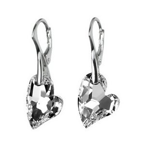 Luxusné strieborné náušnice Argent Heart so Swarovski® Crystals