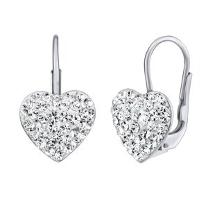Strieborné náušnice srdce so Swarovski® Crystals