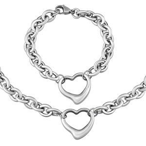 Súprava náramku a náhrdelníka HEART z chirurgickej ocele