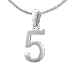 Strieborný prívesok číslo 5 - päťka