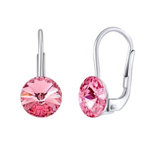 Strieborné náušnice so Swarovski® Crystals rivoli ružové 8mm