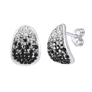 Strieborné náušnice so Swarovski® Crystals 14 mm čierne