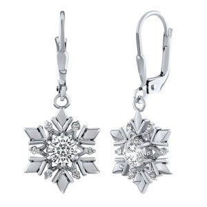 Strieborné náušnice snehová vločka so Swarovski® Zirconia