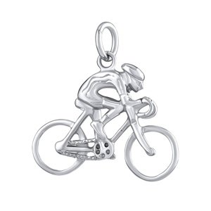 Strieborný prívesok cyklista