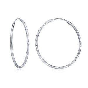 Strieborné náušnice kruhy 30 mm s diamantovým výbrusom