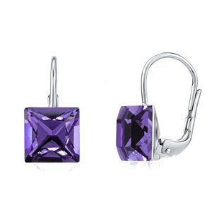 Strieborné náušnice so Swarovski® Crystals 8 mm fialové
