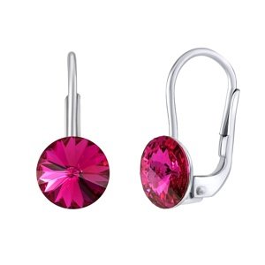 Strieborné náušnice so Swarovski® Crystals rivoli fuchsie 8mm