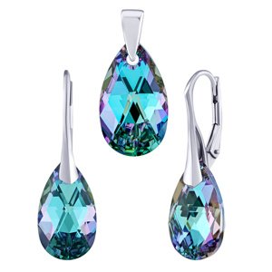 Strieborná súprava so Swarovski® Crystals kvapka Vitrail Light