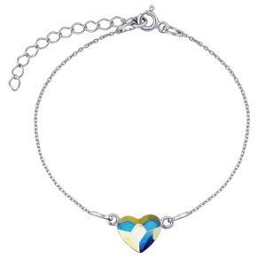 Strieborný náramok so Swarovski® Crystals srdce Aurora Boreale
