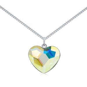 Strieborný náhrdelník so Swarovski® Crystals srdce Aurora Boreale