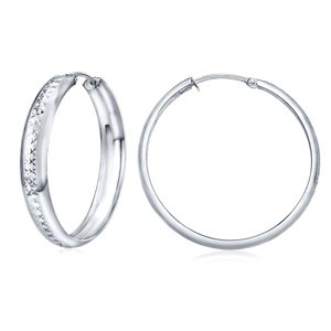 Strieborné náušnice kruhy 30 mm s ozdobným rytím