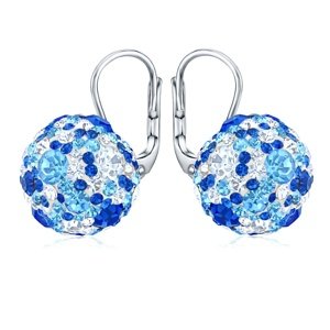 Strieborné náušnice guličky 13 mm so Swarovski® Crystals tmavo modrá