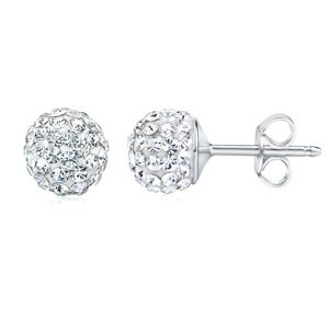Strieborné náušnice kôstky guličky 8mm so Swarovski® Crystals číre