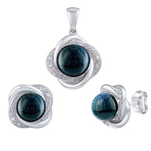 Strieborná súprava šperkov Ariel so syntetickým slnečným kameňom a Brilliance Zirconia