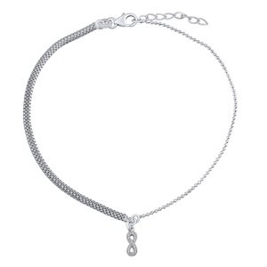Strieborná retiazka na nohu Ellie s Infinity a Brilliance Zirconia 23+2,5 cm