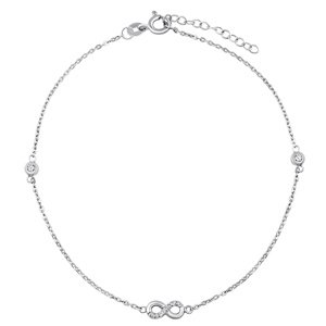 Strieborná retiazka na nohu Abigail s Infinity Brilliance Zirconia 24+3 cm