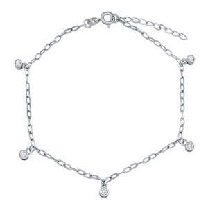 Strieborná retiazka na nohu Samantha s Brilliance Zirconia 23+3 cm