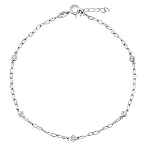Strieborná retiazka na nohu Mary s Brilliance Zirconia 23+2,5 cm