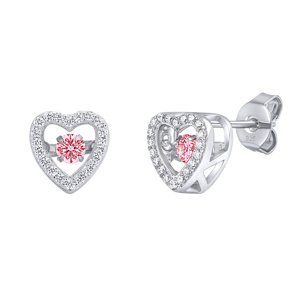 Strieborné náušnice Azalea s ružovým tancujúcim Brilliance Zirconia
