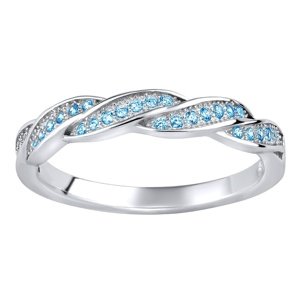 Strieborný prsteň IRIS s modrými zirkónmi Brilliance Zirconia veľkosť obvod 61 mm