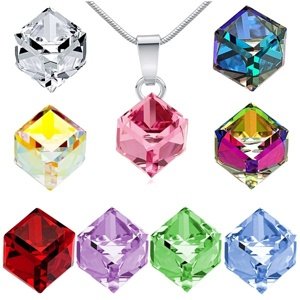 Strieborný prívesok so Swarovski® Crystals kocka 8 mm farba vitrail medium
