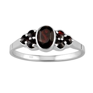 Strieborný prsteň s pravým prírodným Granátom veľkosť obvod 54 mm