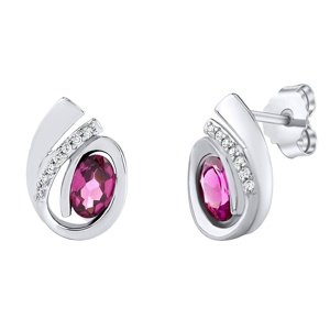 Strieborné náušnice Ginny s prírodným granátom a Brilliance Zirconia