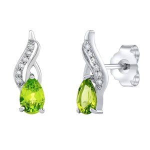 Strieborné náušnice Lotty s prírodným zeleným olivínom a Brilliance Zirconia