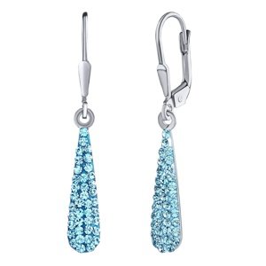 Strieborné náušnice kvapky 22 mm so Swarovski® Crystals modré
