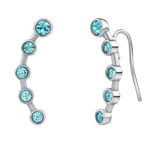 Strieborné náušnice MIAMI s modrými Swarovski Crystals pre nosenie pozdĺž ušnice
