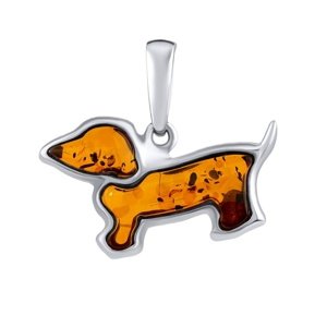 Strieborný jantárový prívesok pes Snoopy