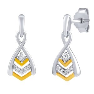 Jemné strieborné/pozlátené náušnice Ashley s Brilliance Zirconia