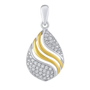 Strieborný prívesok kvapka Donna s čírymi Brilliance Zirconia čiastočne pozlátený