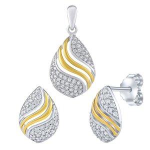 Strieborná pozlátená súprava Donna s čírymi Brilliance Zirconia