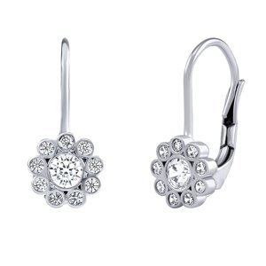 Strieborné náušnice kvetinky Celeste s Brilliance Zirconia na dámsky patent