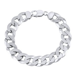 Strieborný masívny pánsky náramok CURB Pancer 14 mm - rhodiovaný variant 20 cm