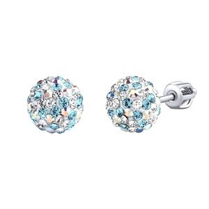 Strieborné náušnice kôstky Odette guličky 8 mm so Swarovski® Crystals tyrkysová na skrutku
