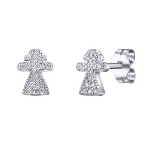 Strieborné náušnice Ivory v tvare bábiky s Brilliance Zirconia