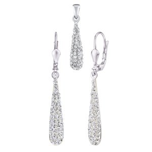 Strieborná súprava šperkov kvapky 22 mm so Swarovski® Crystals číre