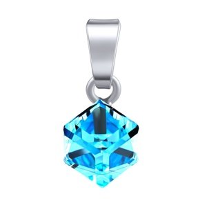 Strieborný prívesok kocka Swarovski® Crystals 6 mm Aquamarine