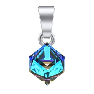 Strieborný prívesok kocka Swarovski® Crystals 6 mm Bermuda Blue