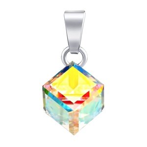 Strieborný prívesok kocka so Swarovski® Crystals AB