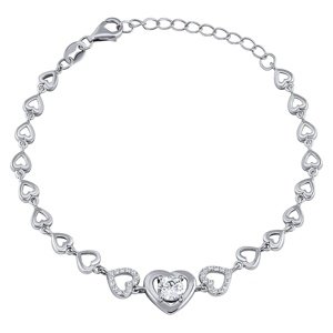 Strieborný srdiečkový náramok Melissa s čírymi Brilliance Zirconia