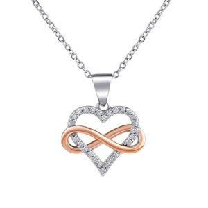 Strieborný náhrdelník Tirtael s príveskom srdca a Infinity so zirkónmi SILVEGO® Brilliance Zirconia