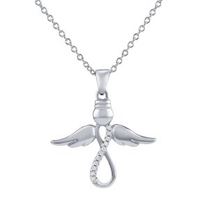 Strieborný náhrdelník s príveskom anjela Infinity Virtues SILVEGO® Brilliance Zirconia