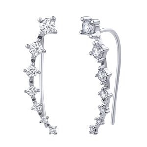 Strieborné náušnice Boston s Brilliance Zirconia pre nosenie pozdĺž ušnice