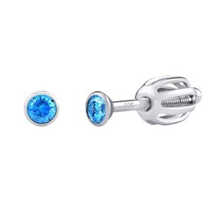 Strieborné náušnice kôstky so Swarovski Zirconia 2,5 mm svetlomodré