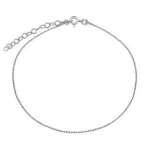 Strieborná guličková retiazka na nohu diamond cut 1 mm