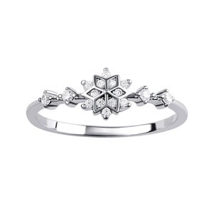 Strieborný prsteň vločka Elsa s Brilliance Zirconia veľkosť obvod 60 mm